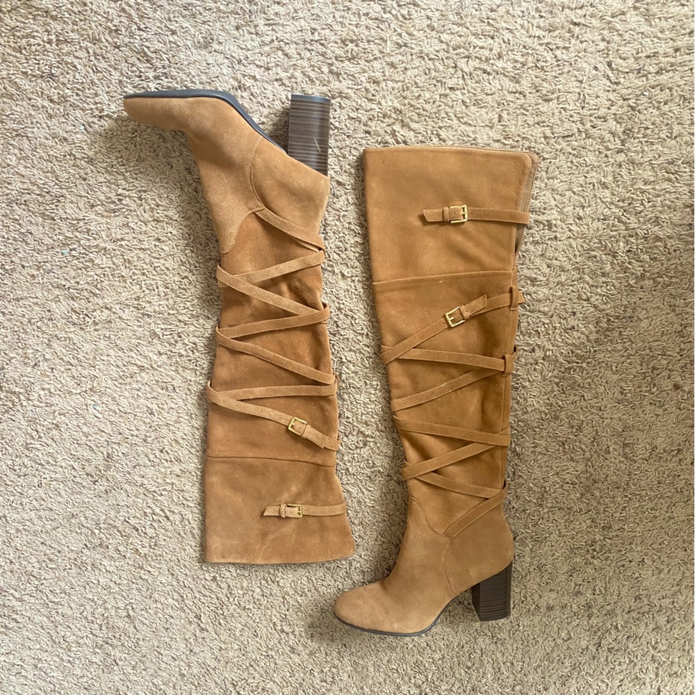 Sam Edelman stacked heel suede over the knee boots